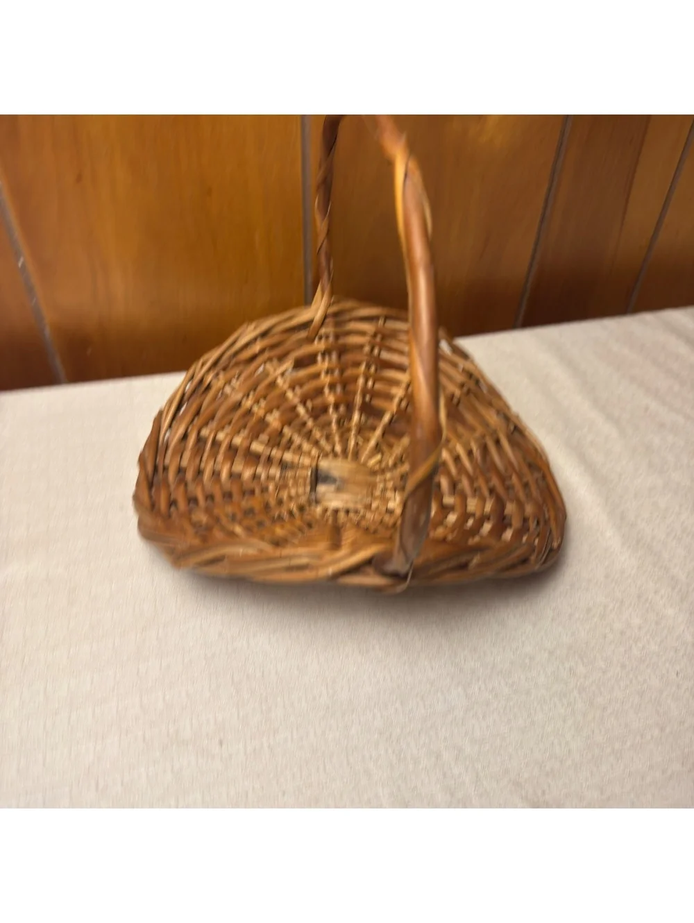 Vintage Woven Wicker Basket With Handle Rustic Cottage Farmhouse Decor 10 Inch